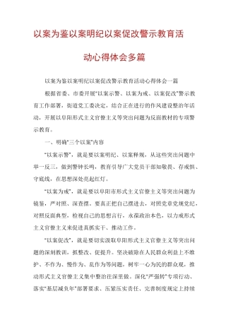 以案为鉴以案明纪以案促改警示教育活动心得体会多篇
