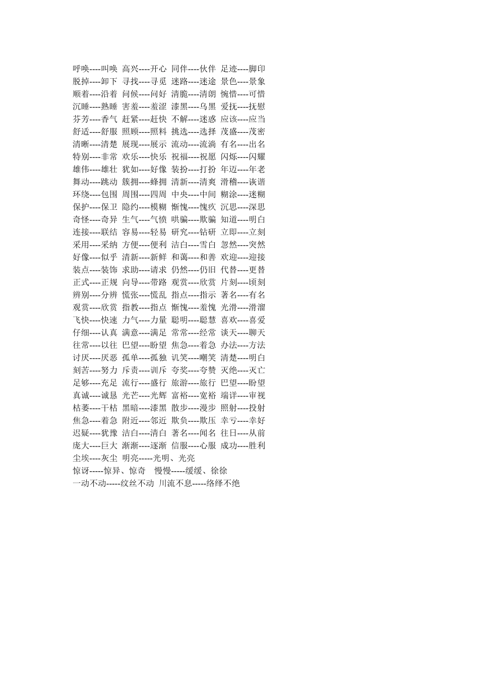 小学二年级语文近义词反义词汇总_第2页