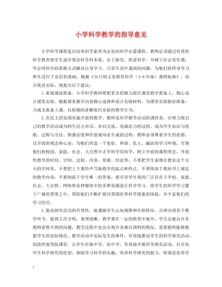 小学科学教学的指导意见 
