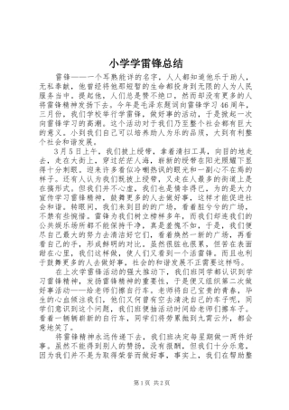 小学学雷锋总结 