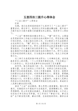 五查四治三提升体会心得