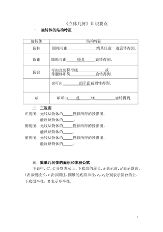 专题复习二必修二《立体几何》知识要点