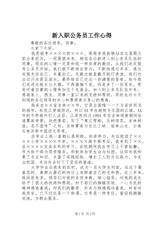 新入职公务员工作心得