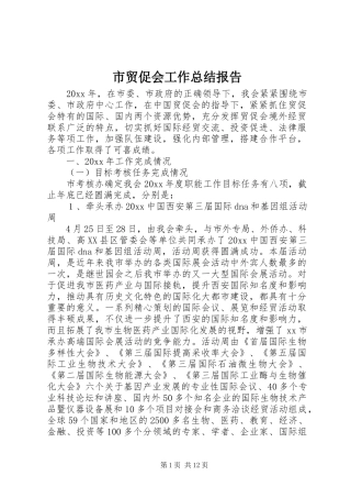 市贸促会工作总结报告 