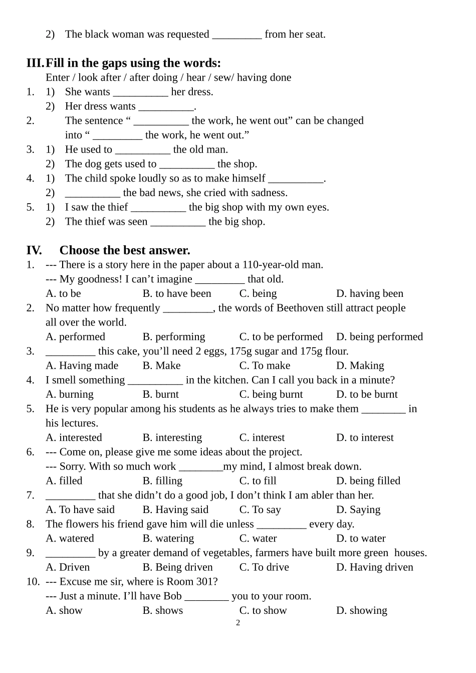 非谓语动词专项练习_第2页