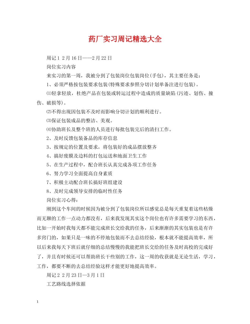 药厂实习周记精选大全 _第1页