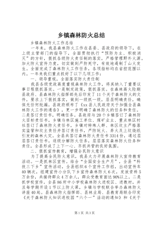 乡镇森林防火总结 