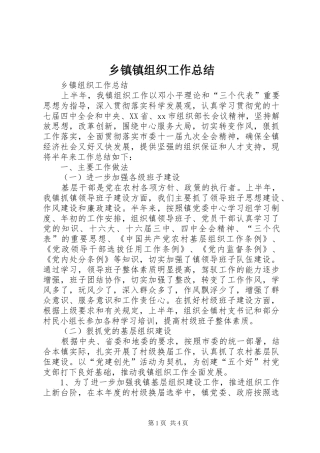 乡镇镇组织工作总结 