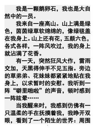 范文：我是一颗鹅卵石