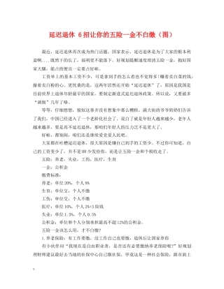 延迟退休 6招让你的五险一金不白缴（图） 