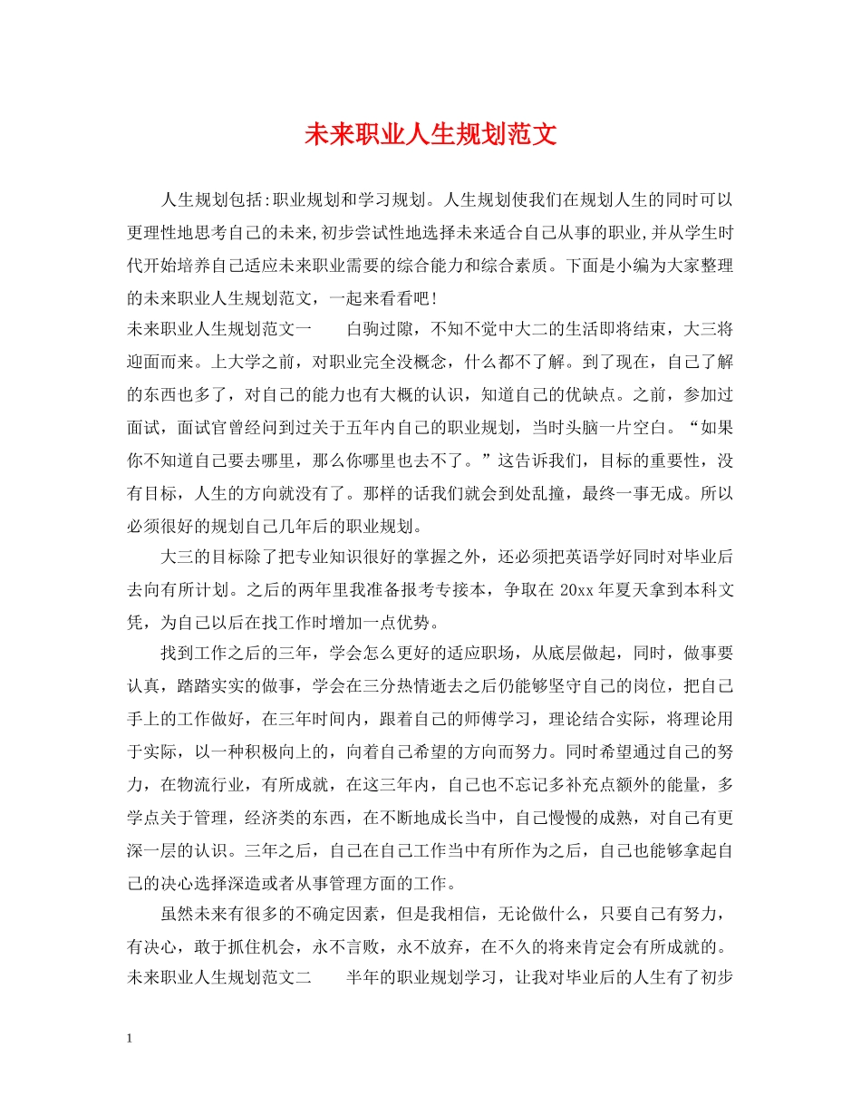 未来职业人生规划范文 _第1页