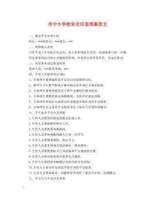 市中小学校安全应急预案范文 