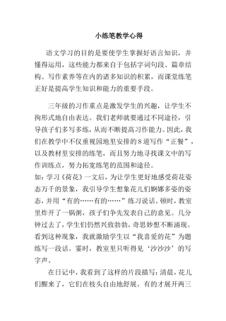 小练笔教学心得