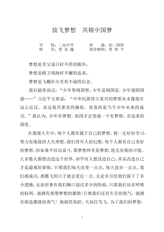 放飞梦想共铸中国梦