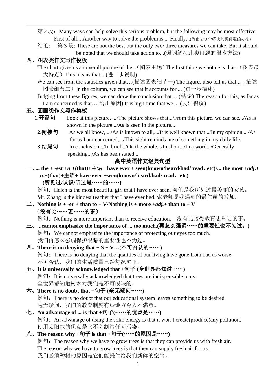 四、高中常用写作模板及经典句型_第2页