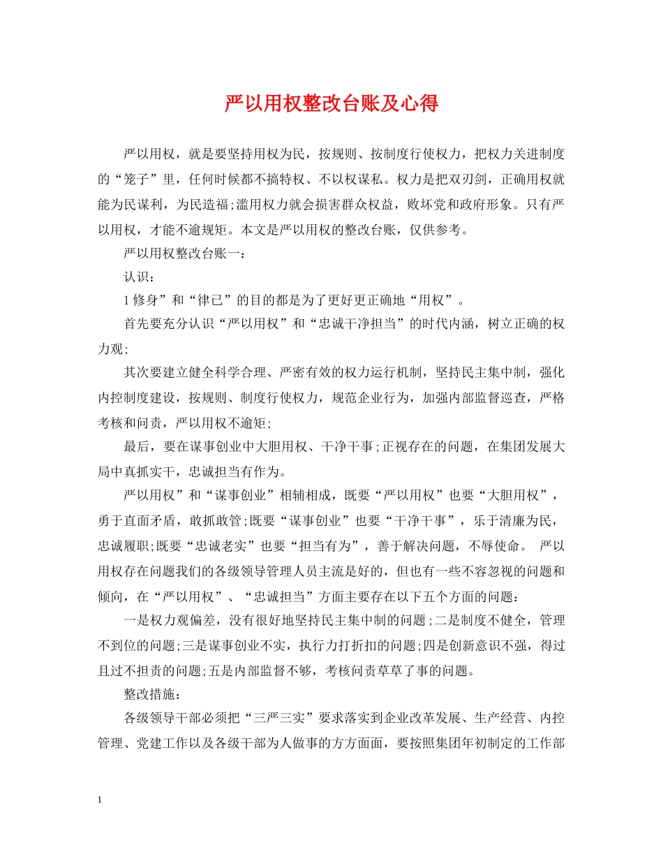 严以用权整改台账及心得_第1页