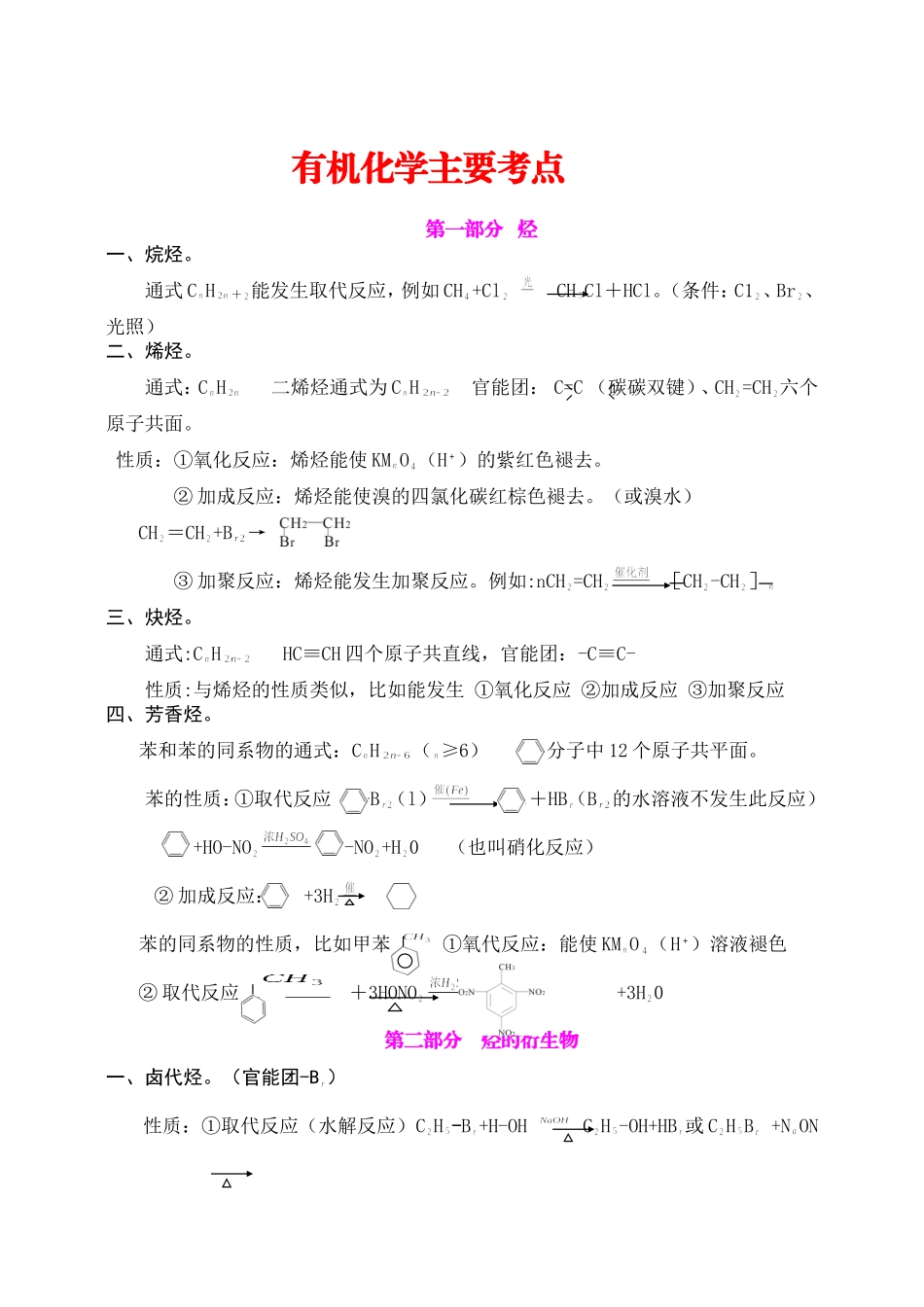 高考有机化学主要考点_第1页