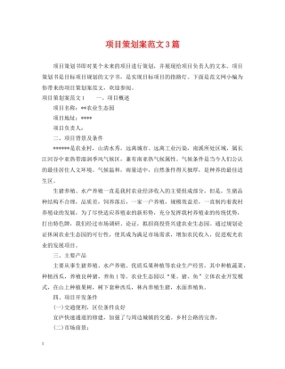 项目策划案范文3篇 