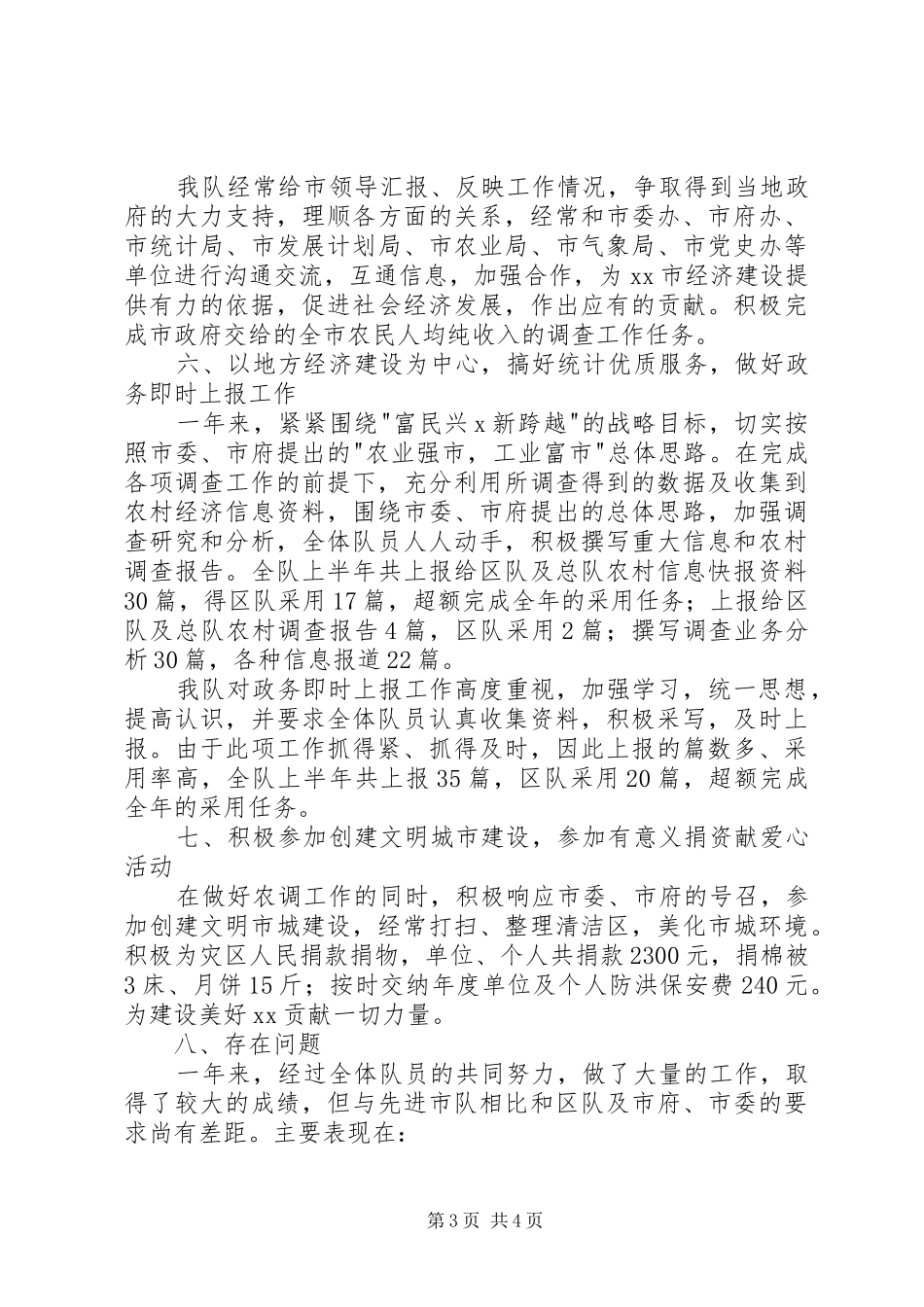 市农调队年度工作总结 _第3页
