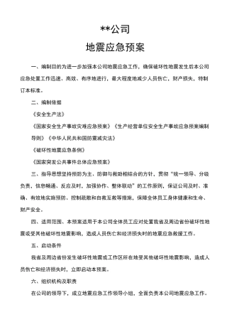 (完整版)单位地震应急预案