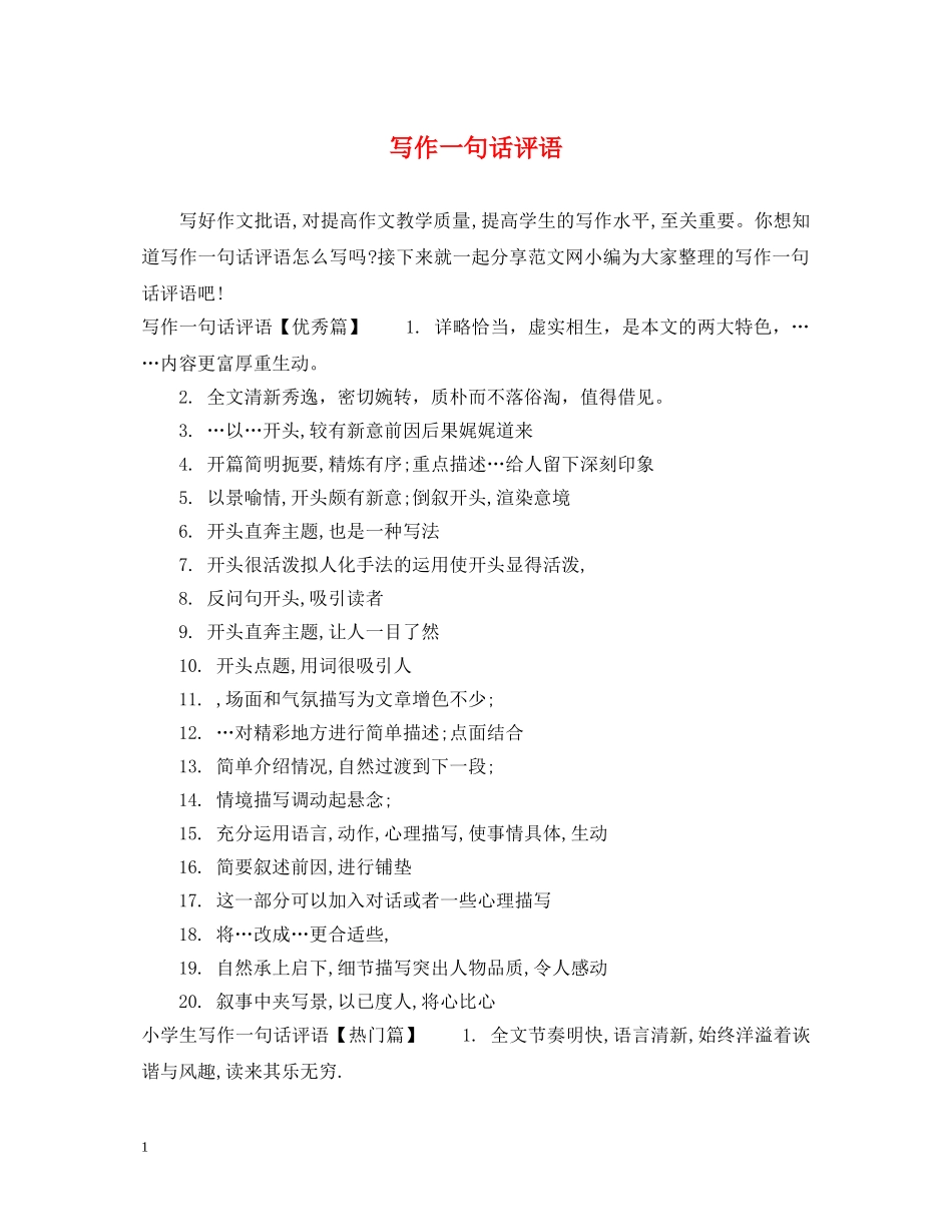 写作一句话评语_第1页