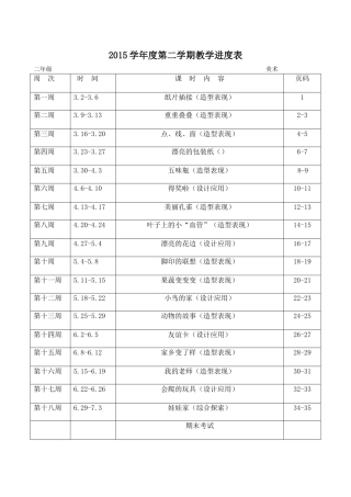 二年级下册进度表