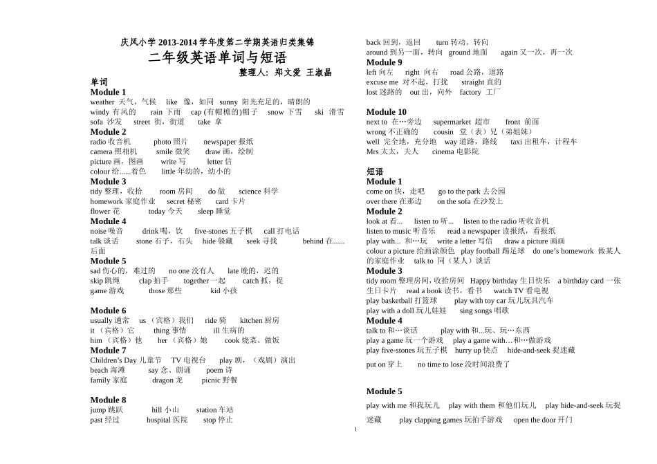 二年级下英语归纳1_第1页