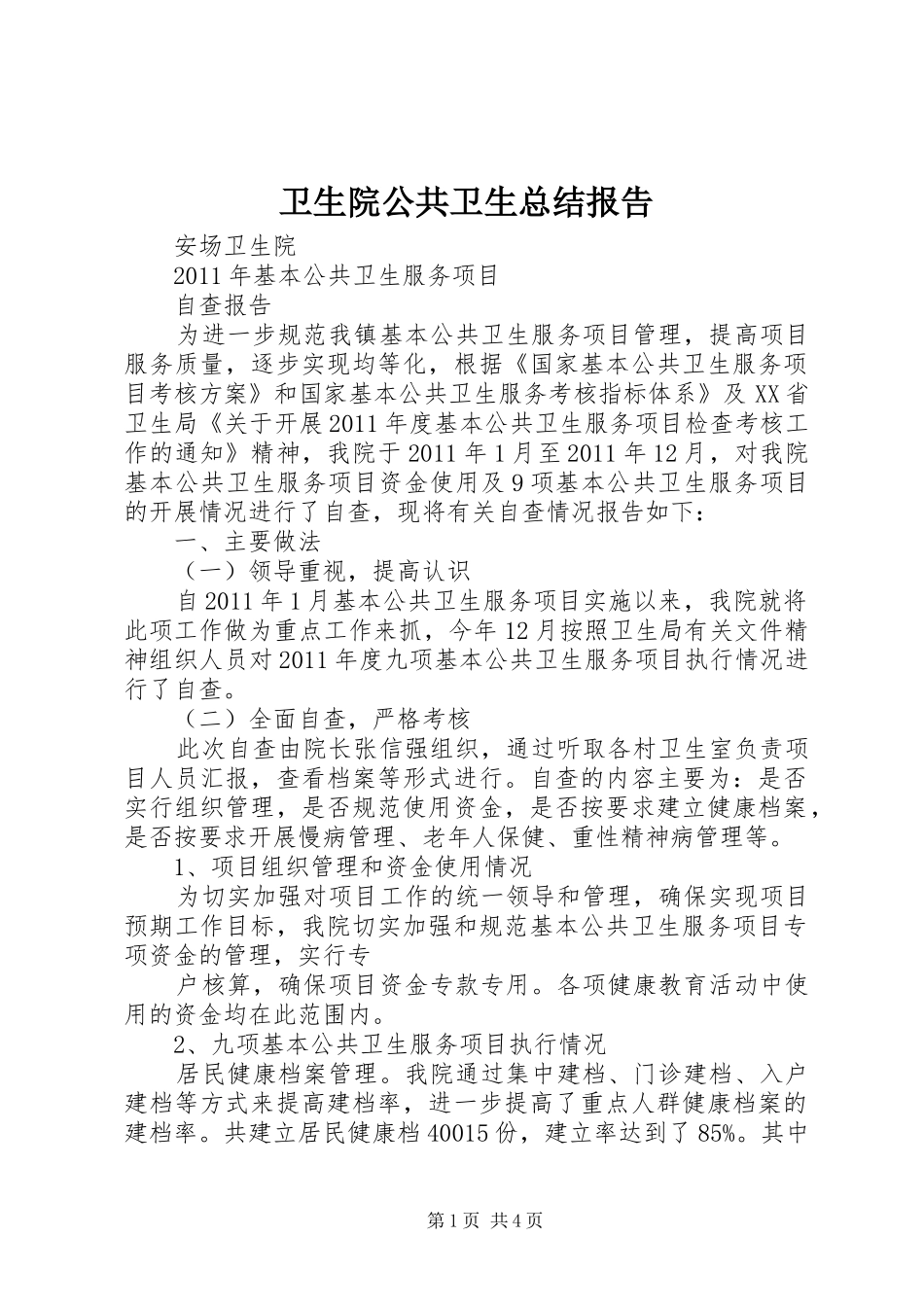 卫生院公共卫生总结报告 _第1页