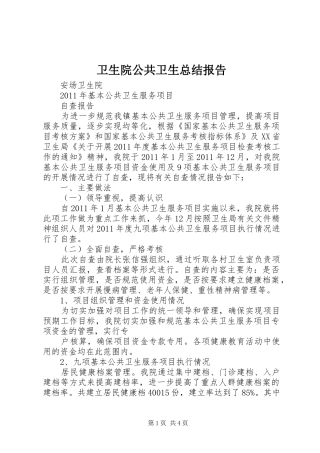 卫生院公共卫生总结报告 