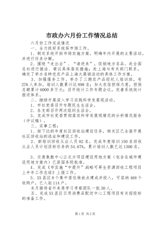 市政办六月份工作情况总结 
