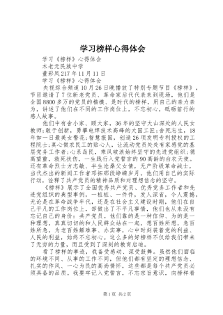 学习榜样体会心得