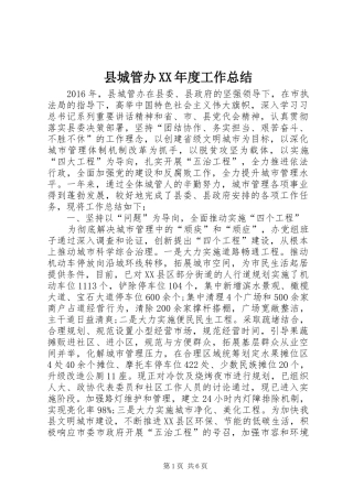 县城管办XX年度工作总结 