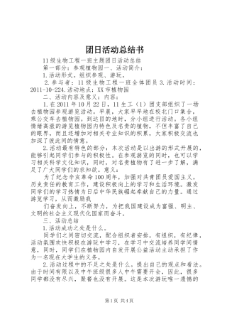 团日活动总结书 