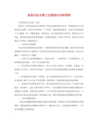 县府办总支第三支部综合分析材料 