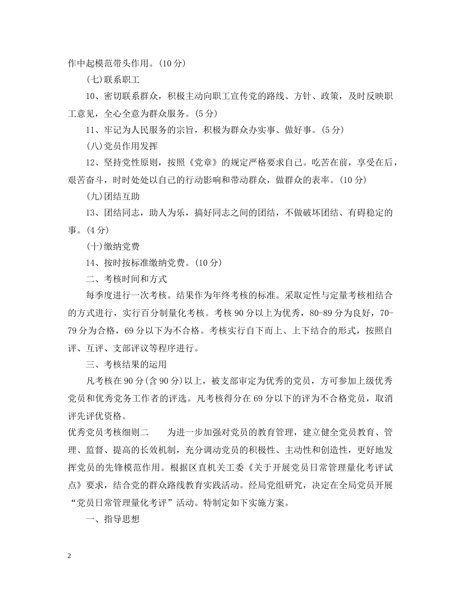 优秀党员考核细则_第2页