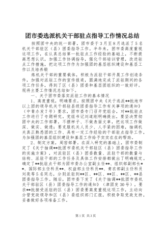 团市委选派机关干部驻点指导工作情况总结 