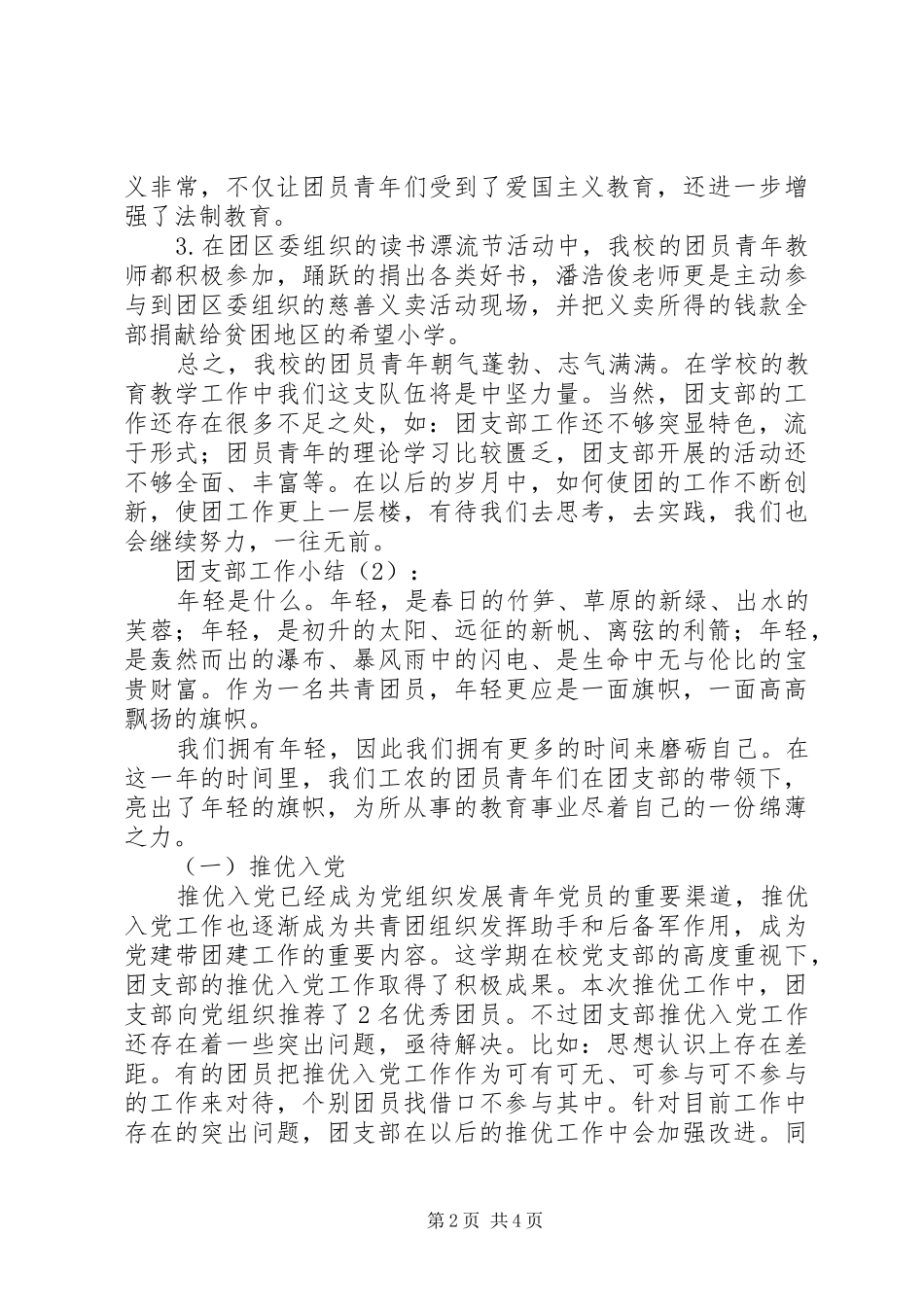 团支部工作小结2篇 _第2页