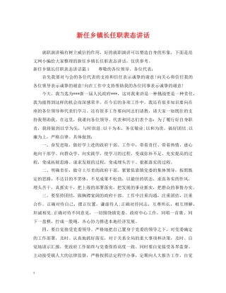 新任乡镇长任职表态讲话 