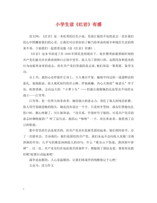 小学生读《红岩》有感 