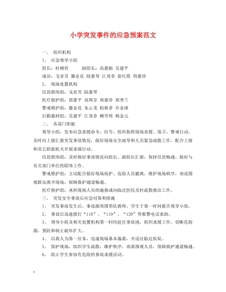小学突发事件的应急预案范文 