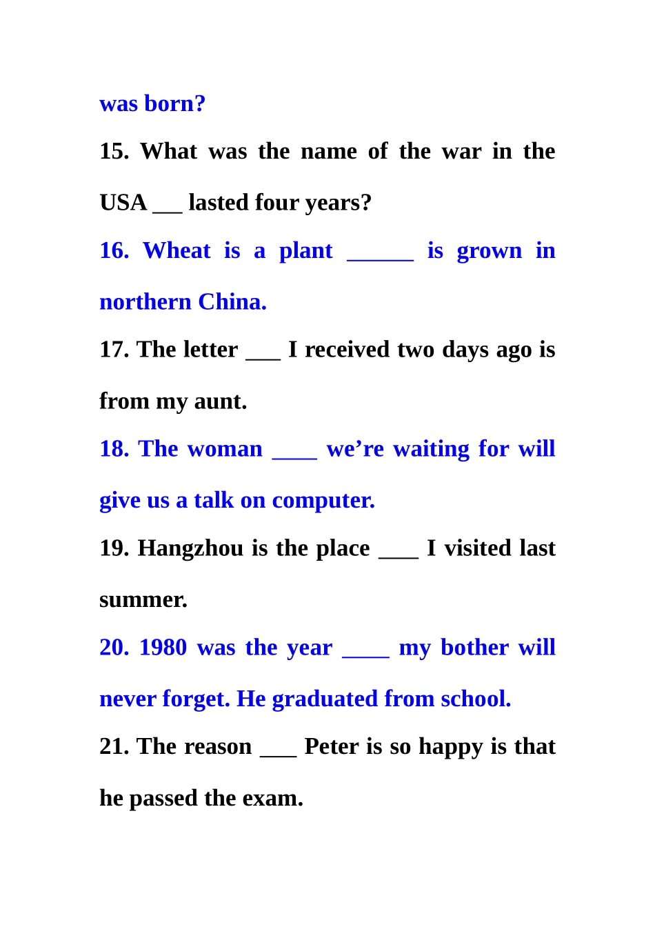 定语从句训练题_第3页