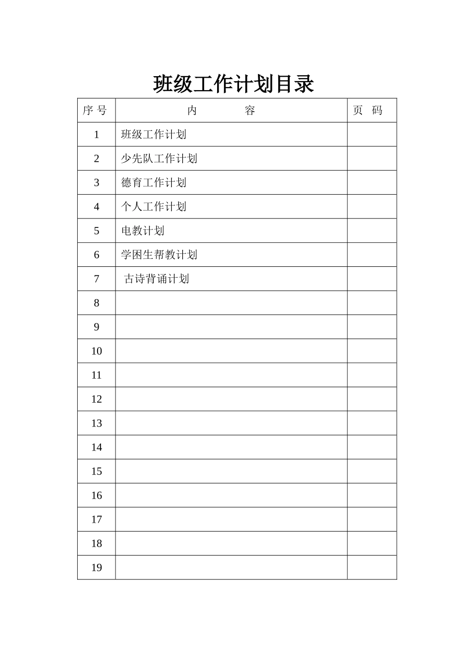 班级工作计划目录_第1页