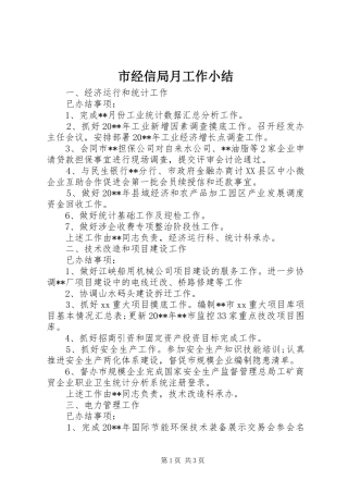 市经信局月工作小结 