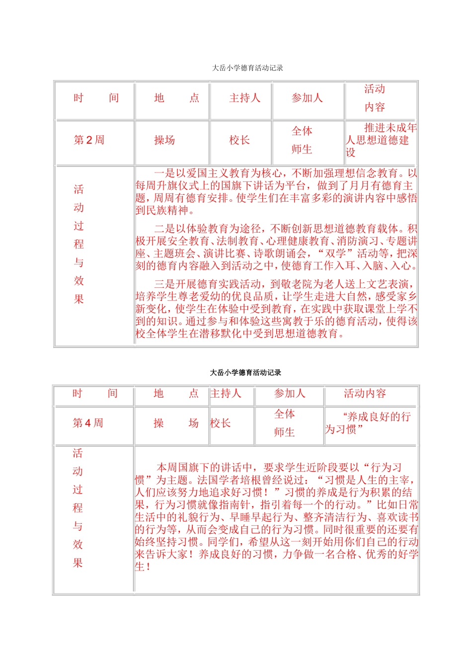 大岳小学德育活动记录_第1页