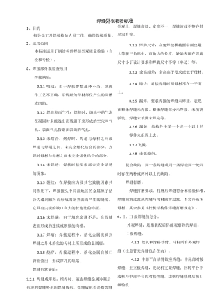 焊缝外观缺陷检验标准