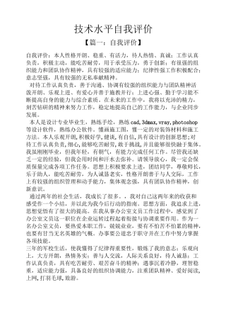 技术水平自我评价