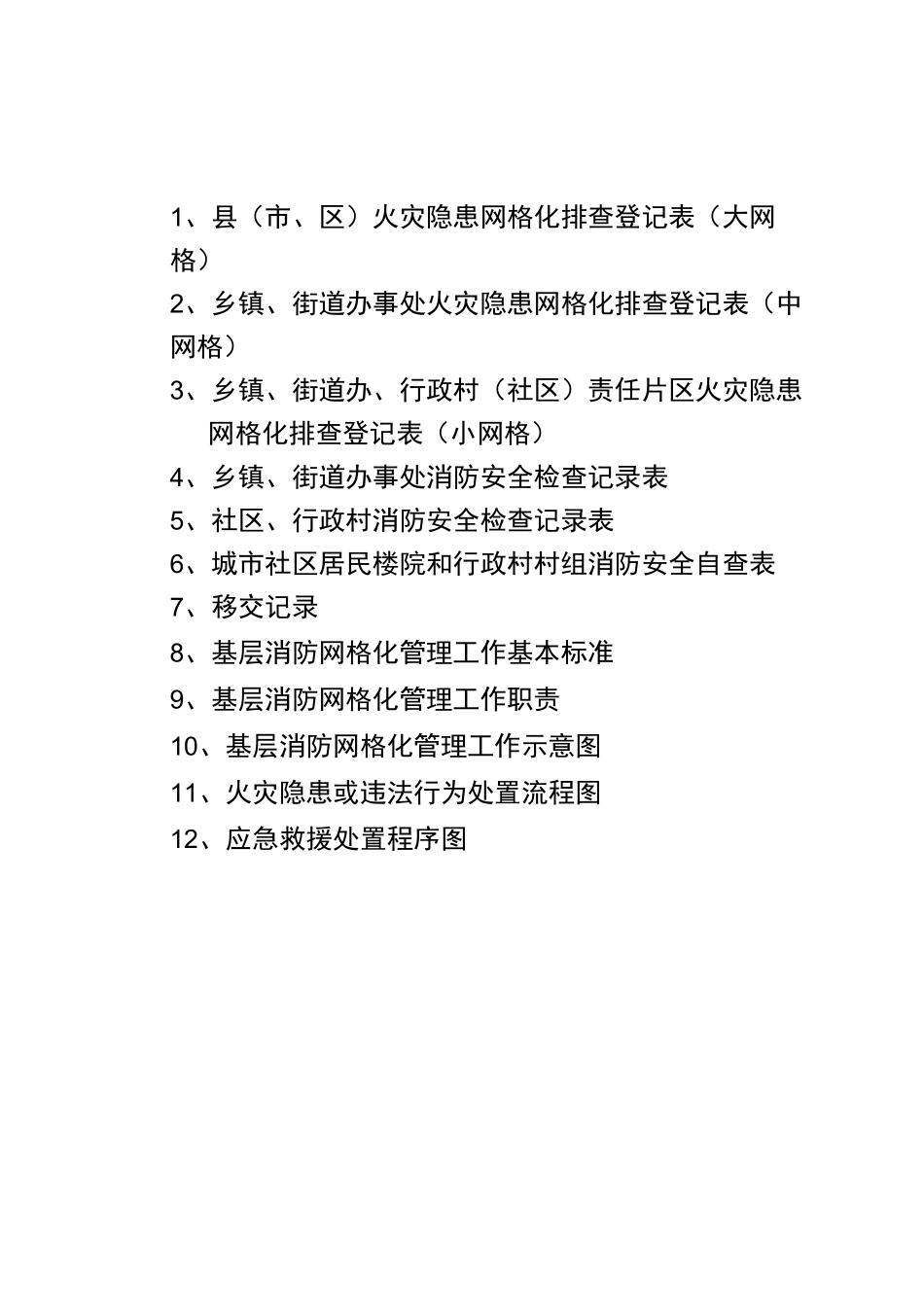 消防安全网格化管理表格样式_第1页
