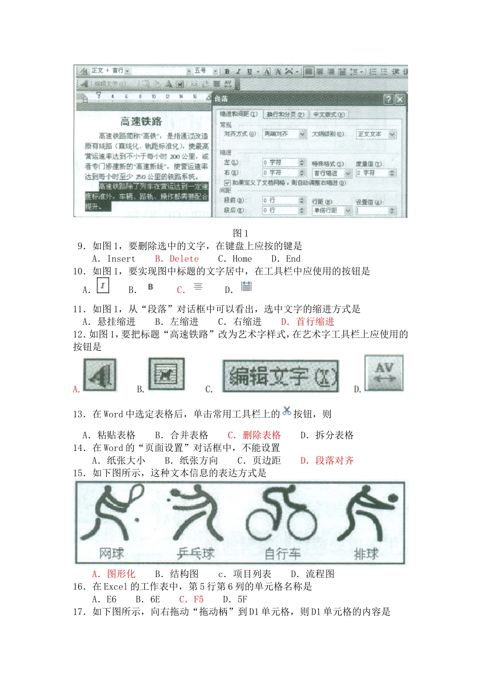 2014信息技术学业水平考试试题_第2页