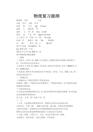 物理复习提纲