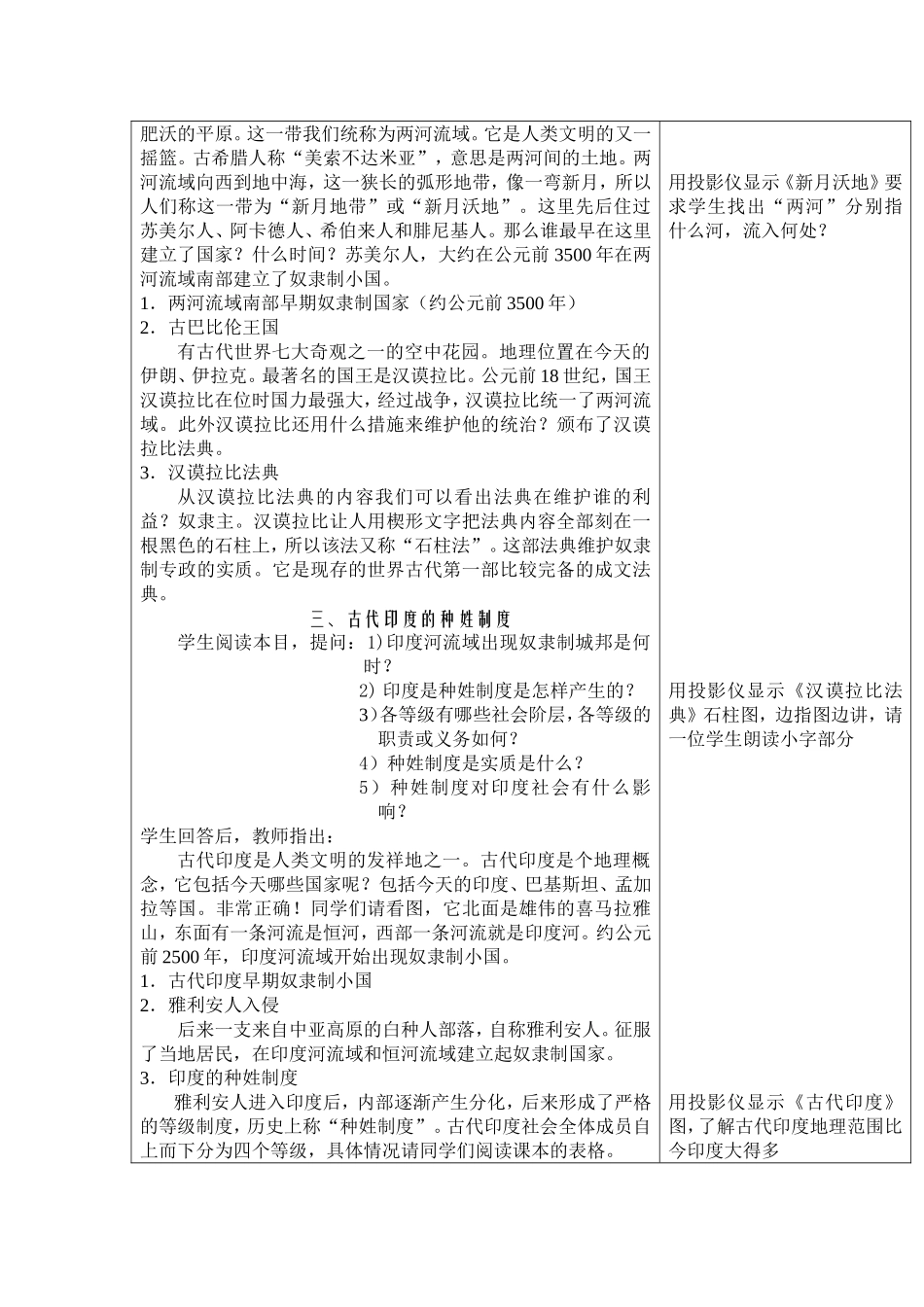九年级历史上册教案——2大河流域——人类文明的摇篮_第3页